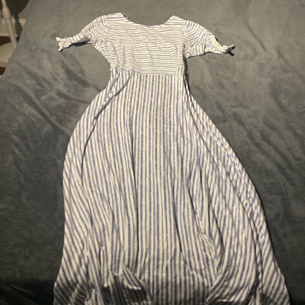 Medium long blue and white dress